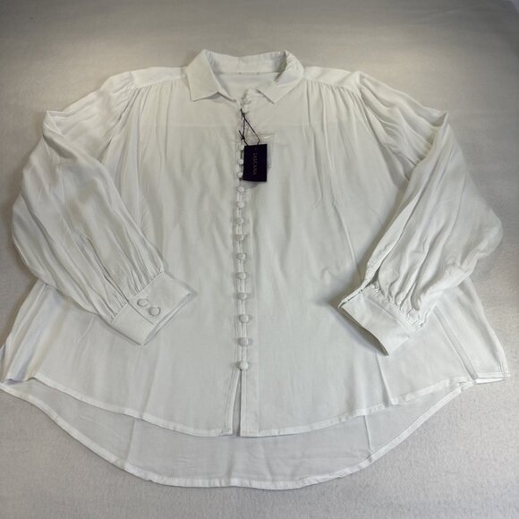 Lascana White Blouse Size 8 Balloon Long Sleeve - Picture 2 of 12